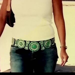 Chic Green Patterned Women's Belt